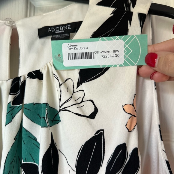 Adorne Ravi Knit Women’s Floral Print Dress, Cream and Black Combo Size 18 W NWT - Picture 4 of 5